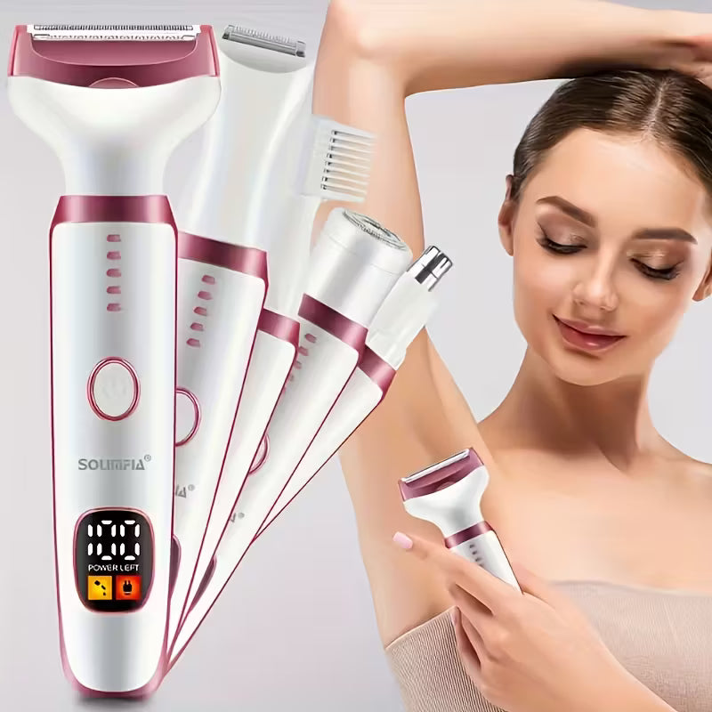 ماكينة إزالة الشعر الاحترافية، حلاقة قابلة لإعادة الشحن 5 في 1 للنساء