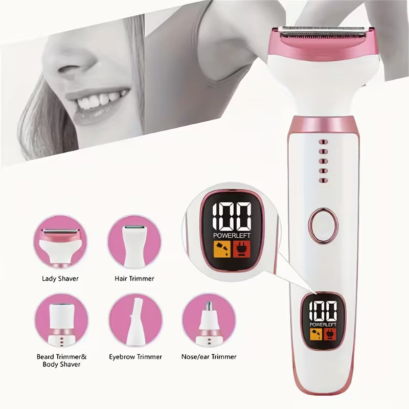 ماكينة إزالة الشعر الاحترافية، حلاقة قابلة لإعادة الشحن 5 في 1 للنساء